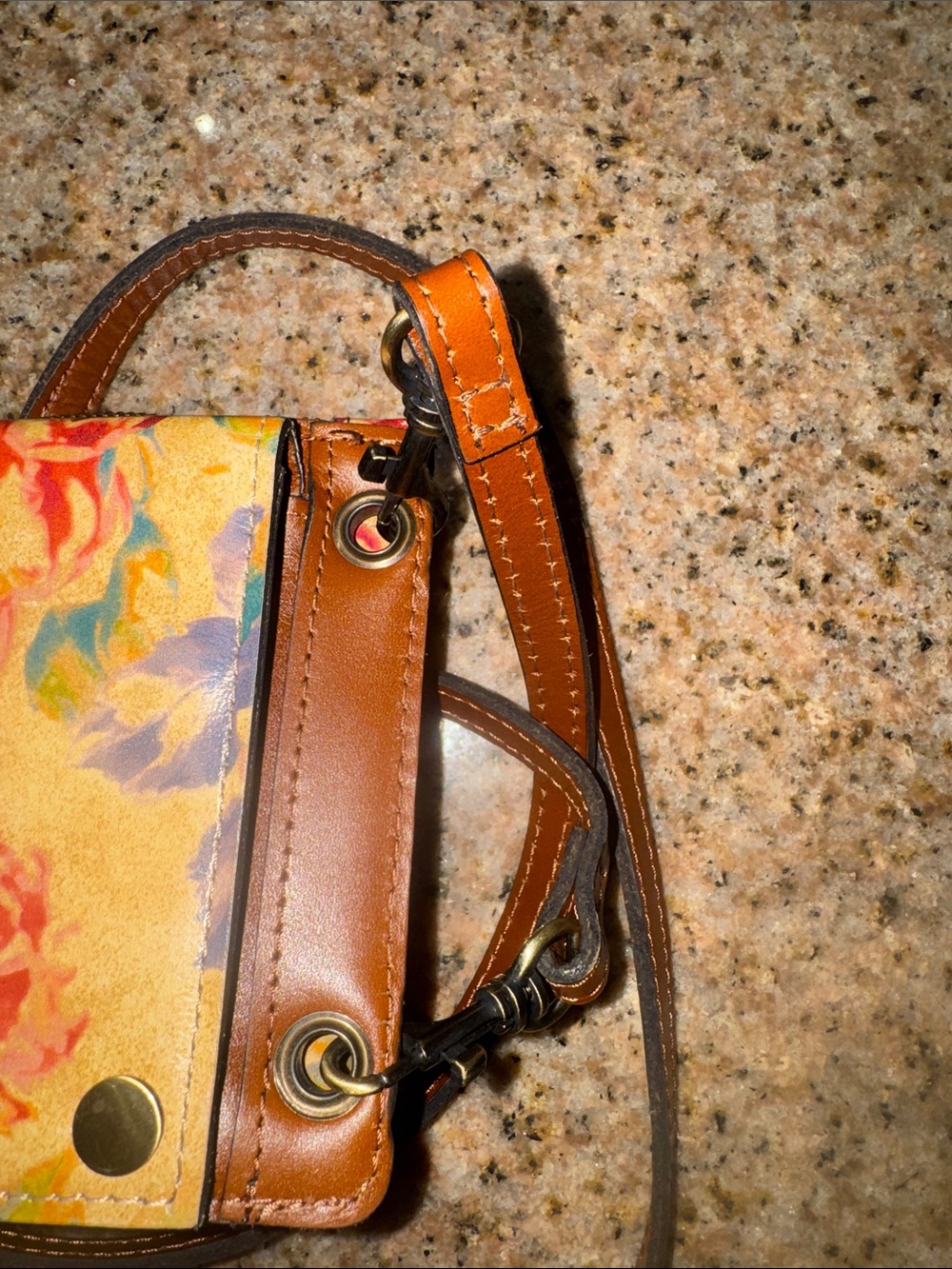 Patricia Nash Floral Yellow Crossbody Phone Bag - Picture 9 of 10